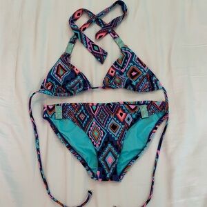 Xhiliration navy patterned bikini